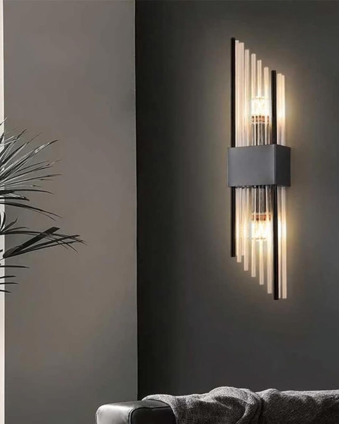 Crystal Parallelogram Wall Sconce - Black